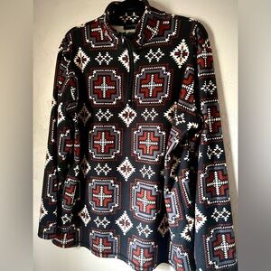 Aztec Quarter-Zip Pullover Western - Black & Red